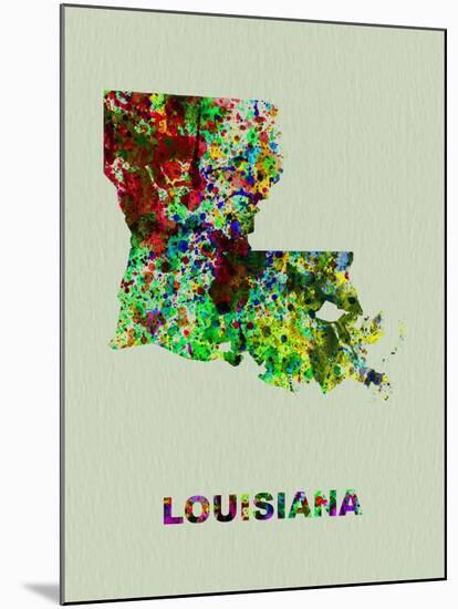 Louisiana Color Splatter Map-NaxArt-Mounted Art Print