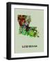 Louisiana Color Splatter Map-NaxArt-Framed Art Print