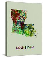 Louisiana Color Splatter Map-NaxArt-Stretched Canvas