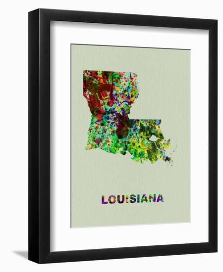 Louisiana Color Splatter Map-NaxArt-Framed Art Print