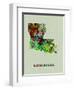 Louisiana Color Splatter Map-NaxArt-Framed Art Print