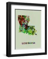 Louisiana Color Splatter Map-NaxArt-Framed Art Print