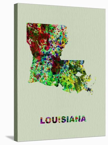 Louisiana Color Splatter Map-NaxArt-Stretched Canvas