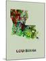 Louisiana Color Splatter Map-NaxArt-Mounted Art Print