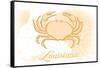 Louisiana - Crab - Yellow - Coastal Icon-Lantern Press-Framed Stretched Canvas