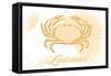 Louisiana - Crab - Yellow - Coastal Icon-Lantern Press-Framed Stretched Canvas
