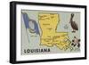 Louisiana - Detailed Map of State-Lantern Press-Framed Premium Giclee Print