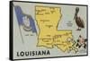 Louisiana - Detailed Map of State-Lantern Press-Framed Stretched Canvas