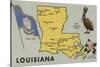 Louisiana - Detailed Map of State-Lantern Press-Stretched Canvas