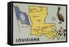 Louisiana - Detailed Map of State-Lantern Press-Framed Stretched Canvas