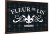 Louisiana - Fleur de Lis - Pattern - Black-Lantern Press-Framed Art Print