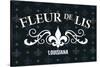 Louisiana - Fleur de Lis - Pattern - Black-Lantern Press-Stretched Canvas