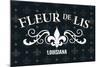Louisiana - Fleur de Lis - Pattern - Black-Lantern Press-Mounted Art Print