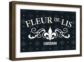 Louisiana - Fleur de Lis - Pattern - Black-Lantern Press-Framed Art Print