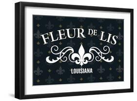 Louisiana - Fleur de Lis - Pattern - Black-Lantern Press-Framed Art Print