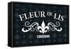 Louisiana - Fleur de Lis - Pattern - Black-Lantern Press-Framed Stretched Canvas