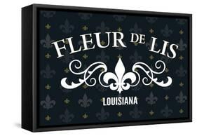 Louisiana - Fleur de Lis - Pattern - Black-Lantern Press-Framed Stretched Canvas