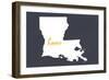 Louisiana - Home State - White on Gray-Lantern Press-Framed Art Print