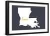 Louisiana - Home State - White on Gray-Lantern Press-Framed Art Print