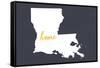 Louisiana - Home State - White on Gray-Lantern Press-Framed Stretched Canvas