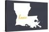 Louisiana - Home State - White on Gray-Lantern Press-Stretched Canvas