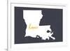 Louisiana - Home State - White on Gray-Lantern Press-Framed Premium Giclee Print