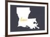 Louisiana - Home State - White on Gray-Lantern Press-Framed Premium Giclee Print