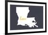 Louisiana - Home State - White on Gray-Lantern Press-Framed Premium Giclee Print