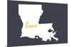 Louisiana - Home State - White on Gray-Lantern Press-Mounted Premium Giclee Print