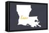 Louisiana - Home State - White on Gray-Lantern Press-Framed Stretched Canvas