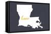 Louisiana - Home State - White on Gray-Lantern Press-Framed Stretched Canvas