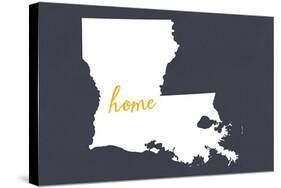 Louisiana - Home State - White on Gray-Lantern Press-Stretched Canvas