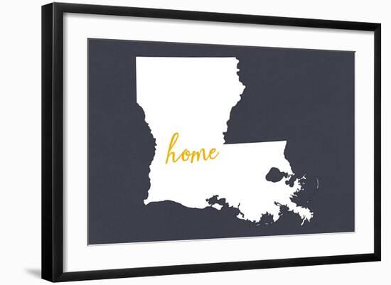 Louisiana - Home State - White on Gray-Lantern Press-Framed Art Print