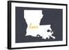 Louisiana - Home State - White on Gray-Lantern Press-Framed Art Print