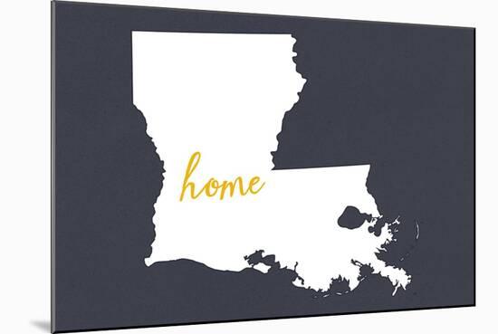 Louisiana - Home State - White on Gray-Lantern Press-Mounted Art Print