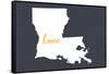 Louisiana - Home State - White on Gray-Lantern Press-Framed Stretched Canvas