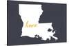 Louisiana - Home State - White on Gray-Lantern Press-Stretched Canvas