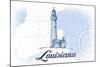 Louisiana - Lighthouse - Blue - Coastal Icon-Lantern Press-Mounted Art Print