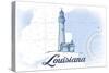 Louisiana - Lighthouse - Blue - Coastal Icon-Lantern Press-Stretched Canvas