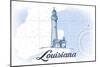 Louisiana - Lighthouse - Blue - Coastal Icon-Lantern Press-Mounted Art Print