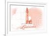 Louisiana - Lighthouse - Coral - Coastal Icon-Lantern Press-Framed Art Print