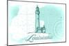 Louisiana - Lighthouse - Teal - Coastal Icon-Lantern Press-Mounted Art Print
