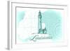 Louisiana - Lighthouse - Teal - Coastal Icon-Lantern Press-Framed Art Print