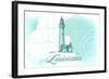 Louisiana - Lighthouse - Teal - Coastal Icon-Lantern Press-Framed Art Print