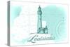 Louisiana - Lighthouse - Teal - Coastal Icon-Lantern Press-Stretched Canvas