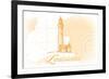Louisiana - Lighthouse - Yellow - Coastal Icon-Lantern Press-Framed Art Print
