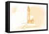 Louisiana - Lighthouse - Yellow - Coastal Icon-Lantern Press-Framed Stretched Canvas