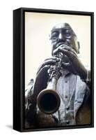 Louisiana, New Orleans, French Quarter, Bourbon Street, Musical Legends Park, Pete Fountain Statue-John Coletti-Framed Stretched Canvas