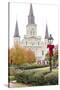 Louisiana, New Orleans. St Louis Cathedral with Holiday Decor-Trish Drury-Stretched Canvas