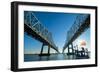 Louisiana, New Orleans, Twin Cantilever Bridges, Mississippi River, Tugboat-John Coletti-Framed Photographic Print